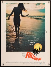 9x126 FOLLOW ME 30x40 1969 great image of sexy babe walking on beach at sunset!