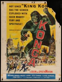 9x150 KONGA 30x40 1961 great artwork of giant angry ape terrorizing city by Reynold Brown!