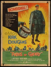 9x165 PATHS OF GLORY style Y 30x40 1958 Stanley Kubrick classic, Kirk Douglas in WWI, ultra-rare!