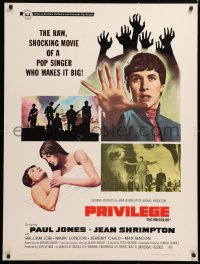 9x168 PRIVILEGE 30x40 1967 Jean Shrimpton, a shocking movie of a pop singer who makes it big!