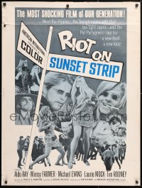 9x170 RIOT ON SUNSET STRIP 30x40 1967 hippies with too-tight capris, crazy pot-partygoers!