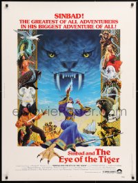 9x176 SINBAD & THE EYE OF THE TIGER 30x40 1977 Ray Harryhausen, cool Lettick fantasy art!
