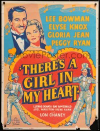 9x186 THERE'S A GIRL IN MY HEART Theatre Posters Inc. 30x40 1949 pretty Elyse Knox, Jean & Ryan!