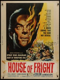 9x189 TWO FACES OF DR. JEKYLL 30x40 1961 House of Fright, cool burning face art by Reynold Brown!