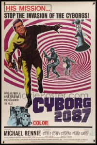 9x283 CYBORG 2087 40x60 1966 Michael Rennie must stop the invasion of the cyborgs, cool sci-fi art!