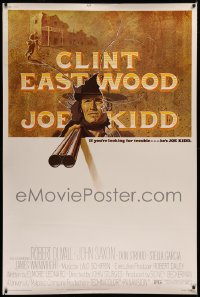 9x297 JOE KIDD 40x60 1972 super close up of cowboy Clint Eastwood held at gunpoint!