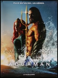 9x349 AQUAMAN advance French 1p 2018 DC, Momoa in title role with sexy Amber Heard, home is calling!