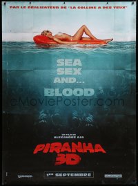 9x378 PIRANHA 3D teaser French 1p 2010 sexy girl in bikini with monster fish, sea, sex & blood!