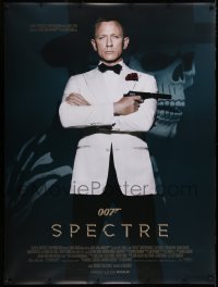 9x384 SPECTRE DS French 1p 2015 great image of Daniel Craig as James Bond with villain background!