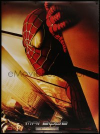 9x389 SPIDER-MAN teaser DS French 1p 2002 Tobey Maguire w/WTC towers in eyes, Marvel Comics!
