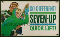 9x063 7 UP 21x34 advertising poster 1960s cool skiing art, so different, quick lift!