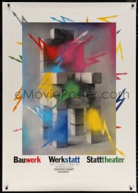 9x218 BAUWERK WERKSTATT STATTTHEATER 33x47 German stage poster 1986 Matthies block & arrows art!
