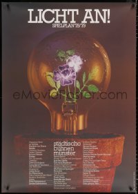 9x219 LICHT AN 33x47 German stage poster 1978 light bulb in a flower pot by Holger Matthies!