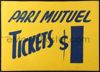 9x058 PARIMUTUEL TICKETS $1 20x28 special poster 1940s yellow and blue gambling wagering poster!