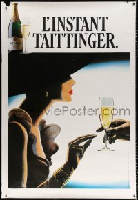 9x332 TAITTINGER DS 47x69 French advertising poster 1986 art of sexy woman & champagne!