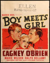 9x035 BOY MEETS GIRL jumbo WC 1938 Wilson between arguing Hollywood screenwriters Cagney & O'Brien!