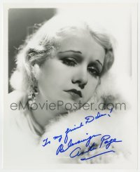 9y827 ANITA PAGE signed 8x10 REPRO still 1980s glamorous portrait resting head on fur!