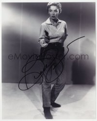 9y844 BEVERLY GARLAND signed 8x10 REPRO still 1990s intense full-length portrait with her gun drawn!