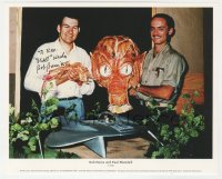 9y723 BOB BURNS signed color 8x10 publicity still 2000s with Saucer-Men cabbage head alien costume!