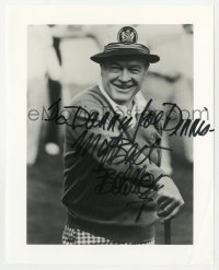 9y847 BOB HOPE signed 8x10 REPRO still 1990s great smiling close up on the golf course!