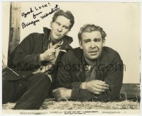 9y417 BURGESS MEREDITH signed 7.25x9 still 1939 as George with Lon Chaney Jr. in Of Mice & Men!