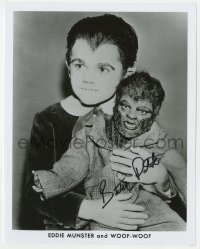 9y724 BUTCH PATRICK signed 8x10 publicity still 1980s portrait as Eddie Munster holding Woof-Woof!