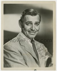 9y428 CLARK GABLE signed 8x10 still 1950s great MGM studio portrait wearing suit & tie!