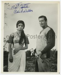 9y431 CLINT WALKER signed 8x10 still 1966 great c/u with rifle & beautiful Indian woman in Maya!
