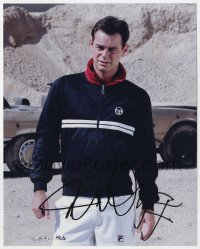 9y763 DANNY DYER signed color 8x10 REPRO still 1990s standing by car in The Business Frankie!