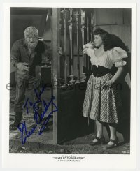 9y875 ELENA VERDUGO signed 8x10 REPRO still 1990s she's scared by Wolfman in House of Frankenstein!