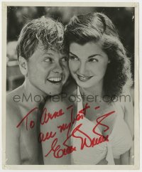 9y878 ESTHER WILLIAMS signed 8.25x10.25 REPRO still 1980s with Rooney in Andy Hardy's Double Life!