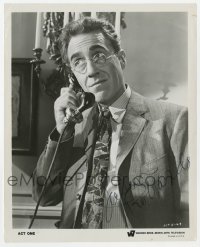9y502 JASON ROBARDS JR. signed TV 8x10 still R1960s close up talking on phone from Act One!