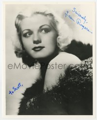 9y903 JEAN ROGERS signed 8x10 REPRO still 1980s sexy close portrait with bare shoulders & fur!