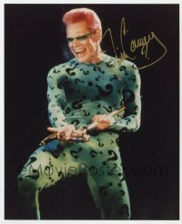 9y786 JIM CARREY signed color 8x10 REPRO still 1995 in costume as The Riddler in Batman Forever!