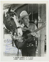 9y736 JIMMY WAKELY signed 8x10 publicity still 1970s the singing cowboy with guitar & horse Lucky!