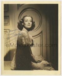 9y511 JOAN CRAWFORD signed deluxe 8x10 still 1930s beautiful seated portrait in sparkling gown!
