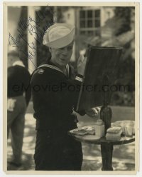 9y514 JOE E. BROWN signed 8x10 still 1933 candid on the set of Son of a Sailor by Welbourne!