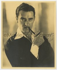 9y519 JOHN GILBERT signed deluxe 8x10 still 1920s great posed portrait in smoking jacket with pipe!