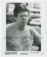 9y521 JOHN HUGHES signed 8x9.75 still 1984 candid portrait of the director from Sixteen Candles!