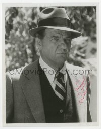 9y914 KARL MALDEN signed 8x10 REPRO still 1980s intense head & shoulders close up in suit & hat!