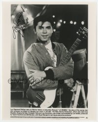 9y558 LOU DIAMOND PHILLIPS signed 8x10 still 1986 as Ritchie Valens with guitar in La Bamba!