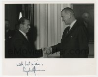 9y334 LYNDON B. JOHNSON signed 8x10 photo 1964 shaking hands after he became the U.S. President!