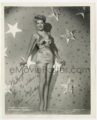 9y561 MARIE MCDONALD signed 8x10 still 1940s Paramount swimsuit portrait over starry background!