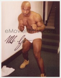 9y336 MIKE TYSON signed 7.75x10 color photo 1990s boxing champ wearing only underwear & boots!