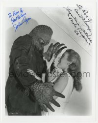 9y953 MOLE PEOPLE signed 8x10 REPRO still 1980s by John Agar AND Cynthia Patrick, cool monster image!