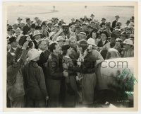 9y571 MYRNA LOY signed 8x10 still 1938 with Clark Gable, Spencer Tracy & crowd in Test Pilot!