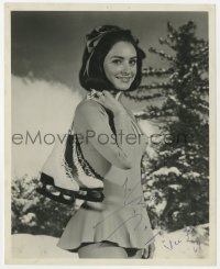 9y580 PEGGY FLEMING signed 8x10 still 1969 sexy smiling portrait with skates for Ice Follies '69!