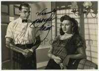 9y583 RHONDA FLEMING signed 6.75x9.5 still 1945 c/u with Donald Curtis in Hitchcock's Spellbound!