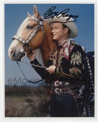 9y812 ROY ROGERS signed color 8x10 REPRO still 1990s the cowboy legend with his horse Trigger!