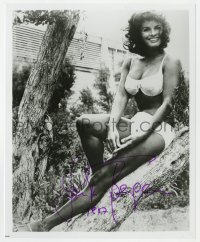 9y978 SENTA BERGER signed 8x10 REPRO still 1987 super sexy bikini portrait sitting on tree!